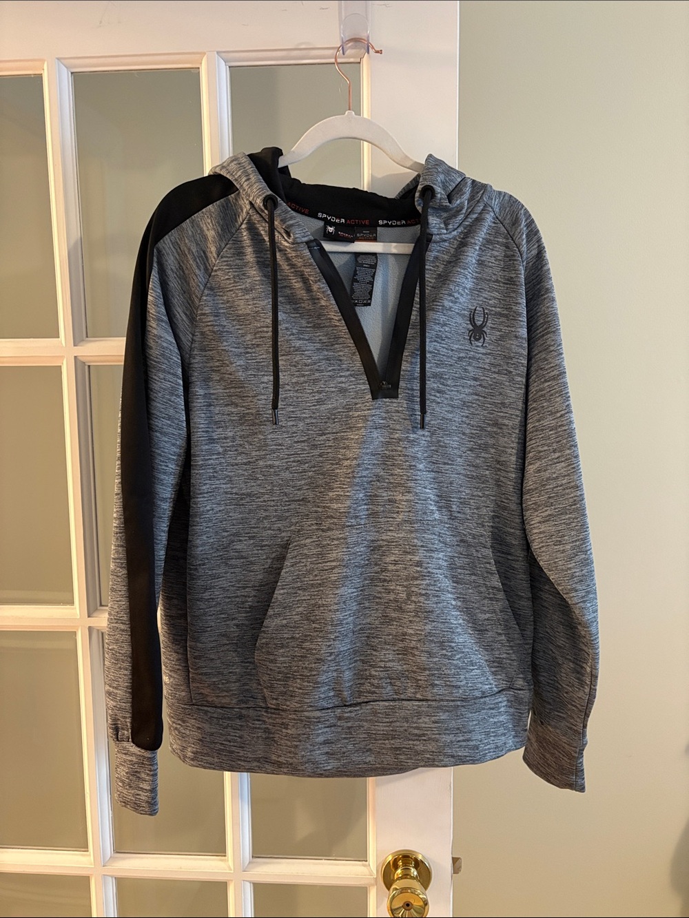 Spyder Men’s Gray Heather Half-Zip Hoodie with Black Accents